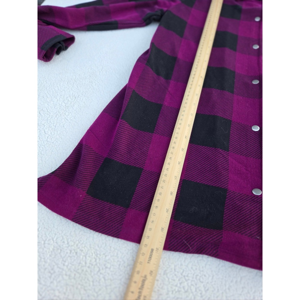 Belle by Kim Gravel Shacket Womens Med Magenta Black Buffalo Plaid Snap Soft - Picture 5 of 5